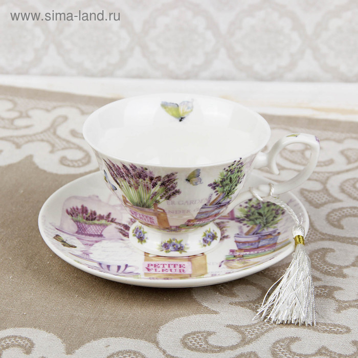 Чайная пара керамическая «Лавандовое поле», 2 предмета: чашка 220 мл, блюдце d=15 см Чайная пара керамическая «Лавандовое поле», 2 предмета: чашка 220 мл, блюдце d=15 см