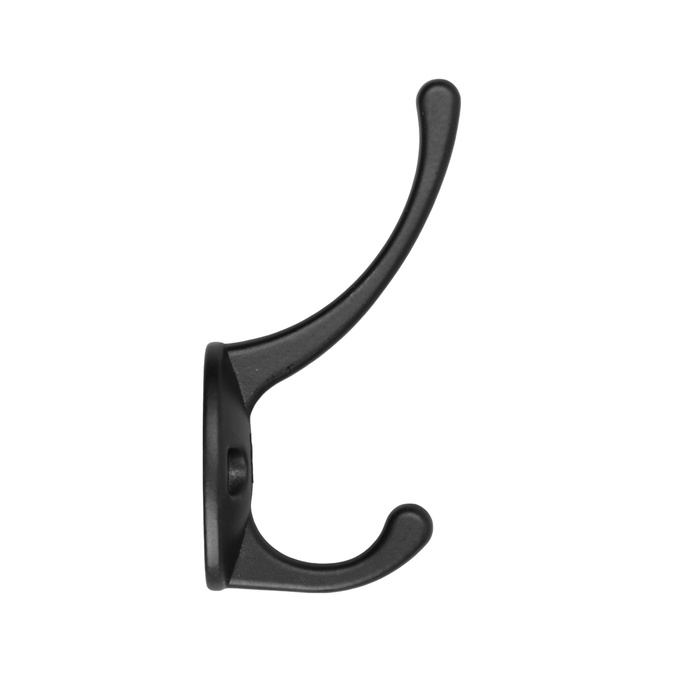 Крючок мебельный ТУНДРА TKD002, двухрожковый, черный Крючок мебельный ТУНДРА TKD002, двухрожковый, черный