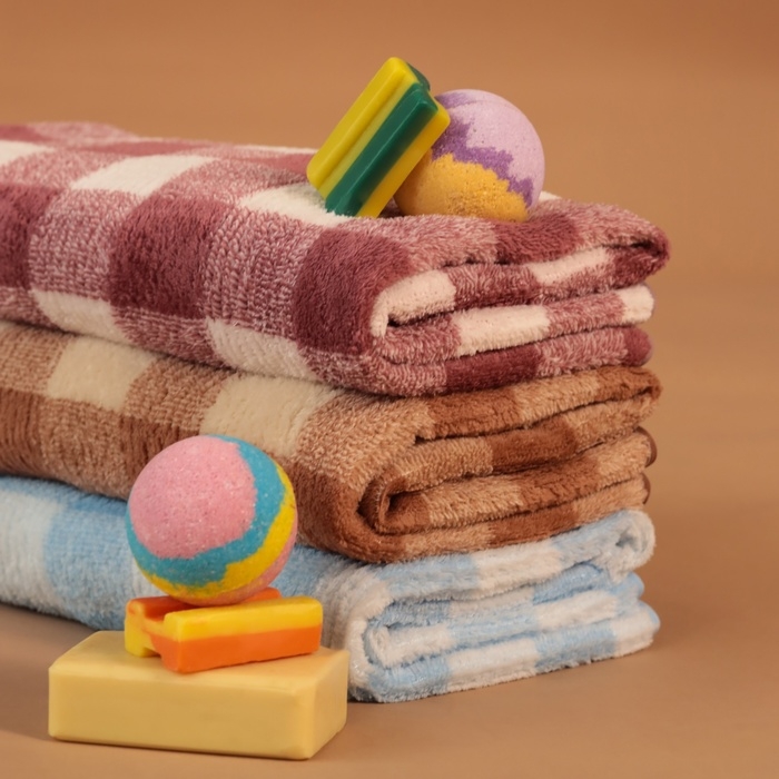 Полотенце банное Этель Полотенце банное Этель "Клетка", цв. розовый, 70х140 см, 100% п/э, 240 г/м2