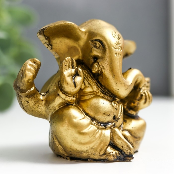 Нэцке полистоун под бронзу Нэцке полистоун под бронзу "Ганеша" (бог мудрости, символ удачи в бизнесе) 4,8х3х6 см
