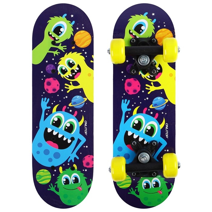 Скейтборд детский ONLITOP, 44х14 см, колёса PVC 50 мм, пластиковая рама Скейтборд детский ONLITOP, 44х14 см, колёса PVC 50 мм, пластиковая рама