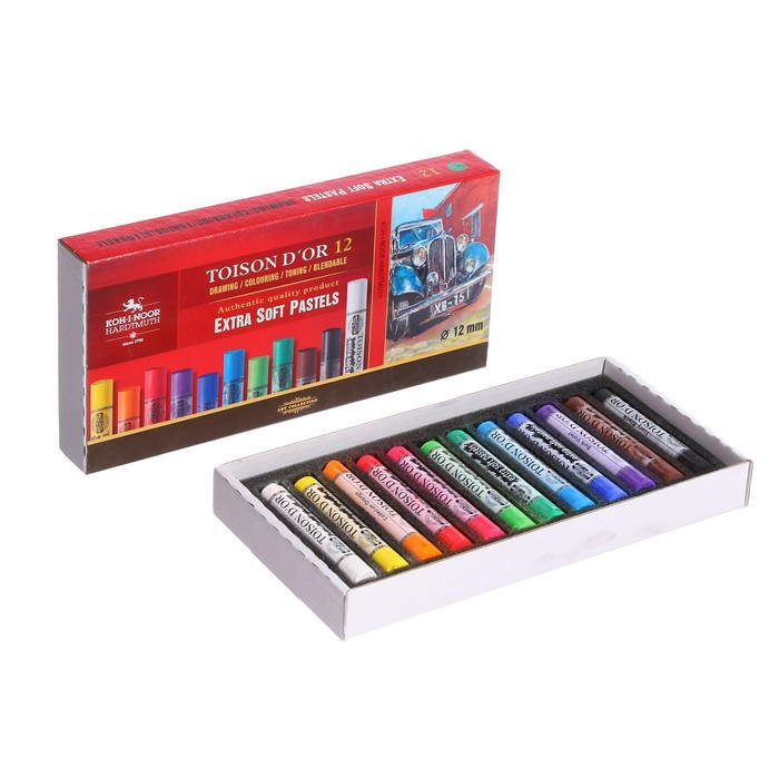 Пастель сухая 12 цветов, Extra Soft Koh-I-Noor 8552 TOISON D`OR, картонная упаковка Пастель сухая 12 цветов, Extra Soft Koh-I-Noor 8552 TOISON D`OR, картонная упаковка