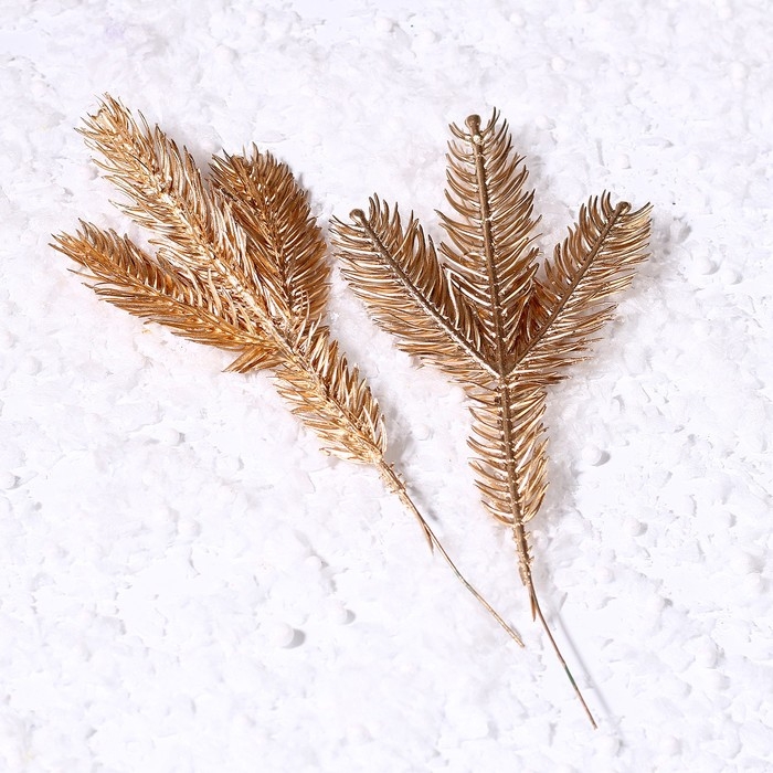 Декор «Веточка ели золотистая», набор 2 шт., размер 1 шт. — 25 × 10 см Декор «Веточка ели золотистая», набор 2 шт., размер 1 шт. — 25 × 10 см