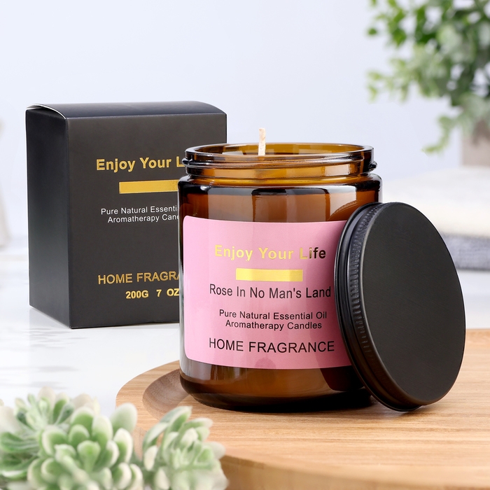 Свеча ароматическая в банке  Свеча ароматическая в банке "Роза", 7х9 см