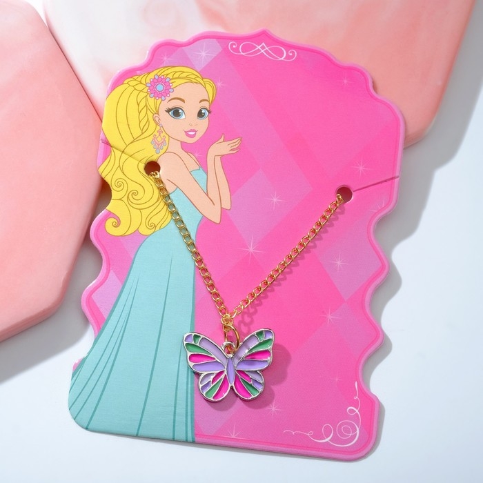 Кулон «Выбражулька» бабочка, 40 см, цветной в золоте Кулон «Выбражулька» бабочка, 40 см, цветной в золоте