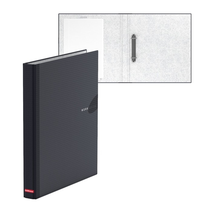Папка на 2 кольцах А4, корешок 35 мм, ErichKrause Work inside, ламинированный картон 1,75 мм, чёрная, до 250 листов Папка на 2 кольцах А4, корешок 35 мм, ErichKrause Work inside, ламинированный картон 1,75 мм, чёрная, до 250 листов