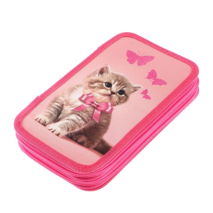 Пенал 2 секции, 125 х 205 х 40 мм, Calligrata 30П26/2 Пенал 2 секции, 125 х 205 х 40 мм, Calligrata 30П26/2 "Милый котик", ламинированный картон