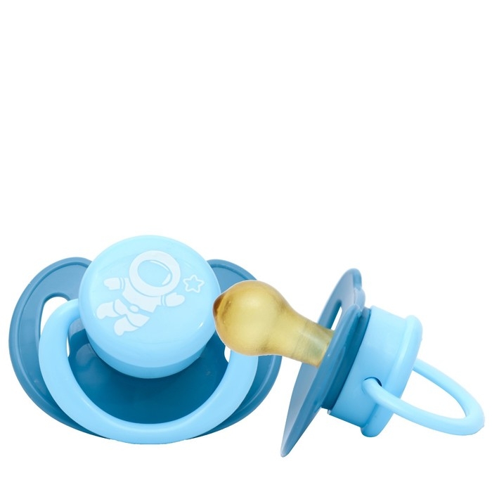 Соска - пустышка латексная классическая «Космонавт», от 3 мес., цвет голубой Соска - пустышка латексная классическая «Космонавт», от 3 мес., цвет голубой