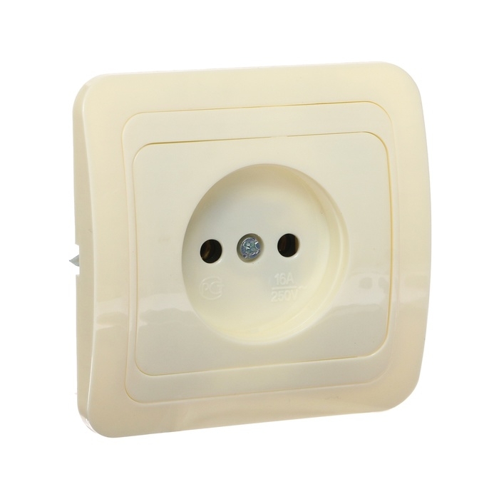 Розетка одноместная Luazon Lighting "Орион", 10 А, скрытая, без з/к, бежевая