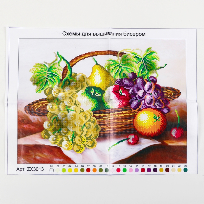 Набор для вышивания картины бисером Набор для вышивания картины бисером "Фрукты в корзине" ZX3013