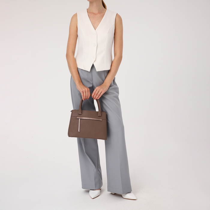 Сумка-тоут Сумка-тоут "Оливи" на молнии, цвет коричневый