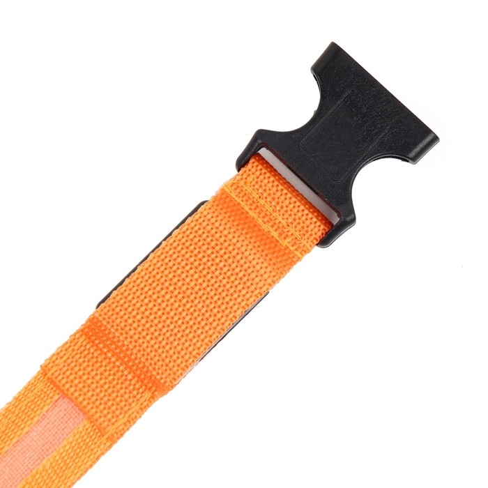 Ошейник с подсветкой размер L, ОШ 45-52 х 2,5 см, 3 режима свечения оранжевый Ошейник с подсветкой размер L, ОШ 45-52 х 2,5 см, 3 режима свечения оранжевый