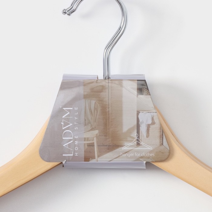 Плечики - вешалки для одежды LaDо́m Bois, 44×1,2×23 см, 3 шт, деревянные сорт А, антискользящее покрытие, цвет светлое дерево Плечики - вешалки для одежды LaDо́m Bois, 44×1,2×23 см, 3 шт, деревянные сорт А, антискользящее покрытие, цвет светлое дерево