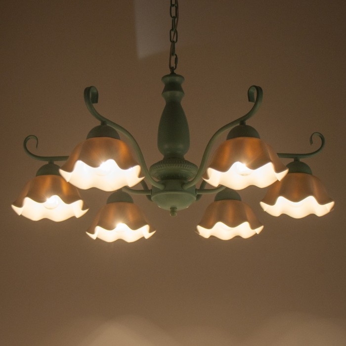 Люстра Люстра "Лукреция" 6хЕ27 40Вт зелено-белый 77х77х37-72 см BayerLux