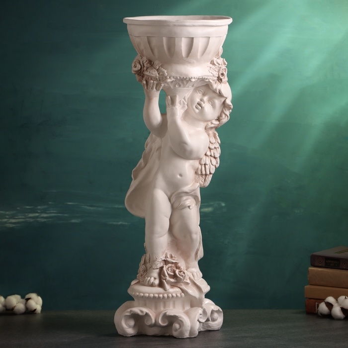 Фигурное кашпо  Фигурное кашпо "Ангел с розами", состаренный, 1,8 л/ 24х24х70см