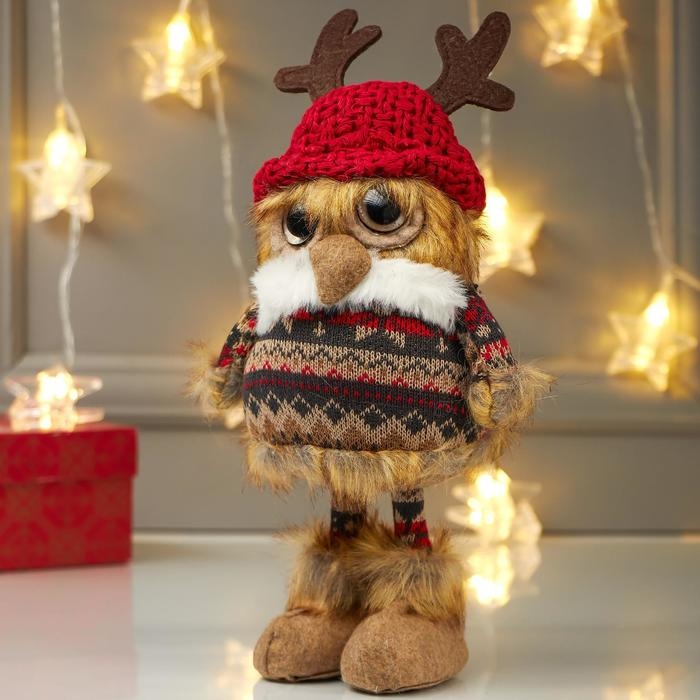 Кукла интерьерная Кукла интерьерная "Совушка в шапочке с рожками и в платье" 26х10х12 см