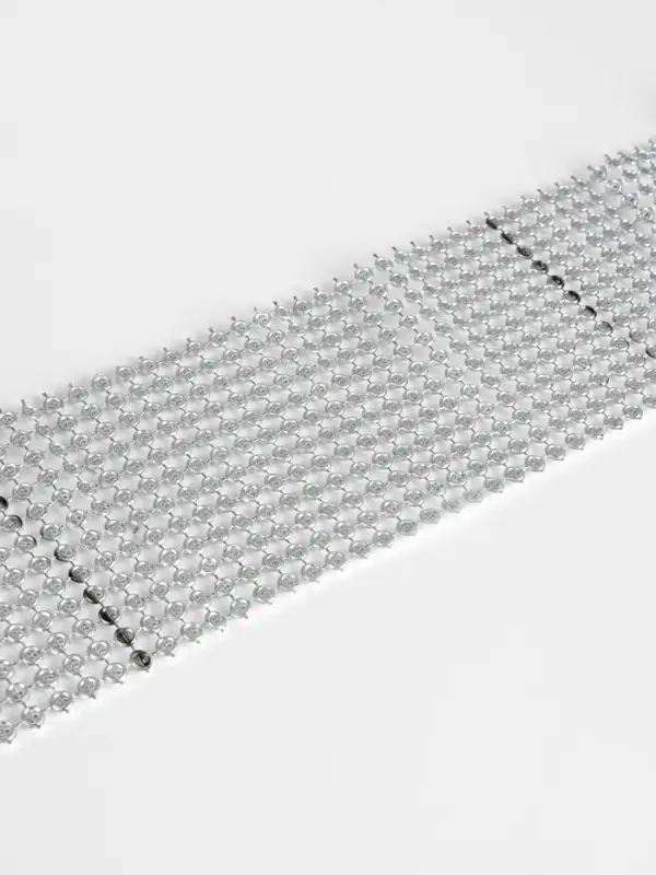 Лента с имитацией выпуклых страз, 5.75 см, 9&plusmn;1 м, цвет серебряный