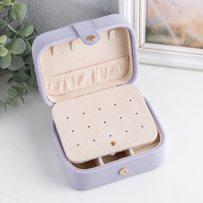 Шкатулка кожзам для украшений  Шкатулка кожзам для украшений "Стёганая матовая" сиреневая 12х10х6,3 см