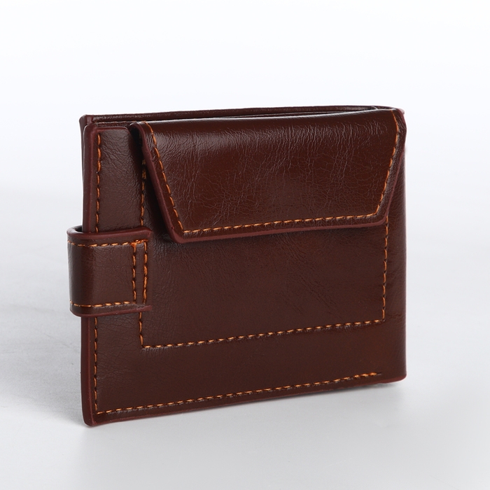 Зажим для купюр на кнопке, цвет коричневый