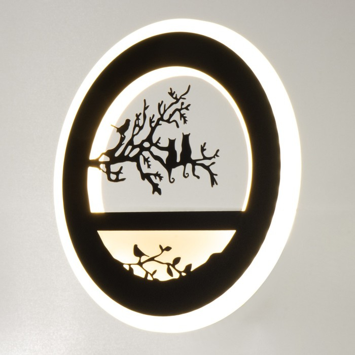 Бра "Птички на ветке" LED 24Вт 3000-4000К черный 22х3,5х22 см