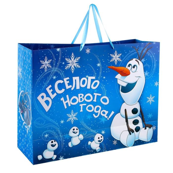 Новый год. Пакет подарочный, 61х46х20 см, упаковка, Холодное сердце