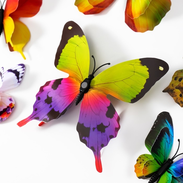 Магнит пластик  Магнит пластик "Летние бабочки" набор 12 шт МИКС h=4,4,5,5,6,8,9,5,13,5,14,5 см
