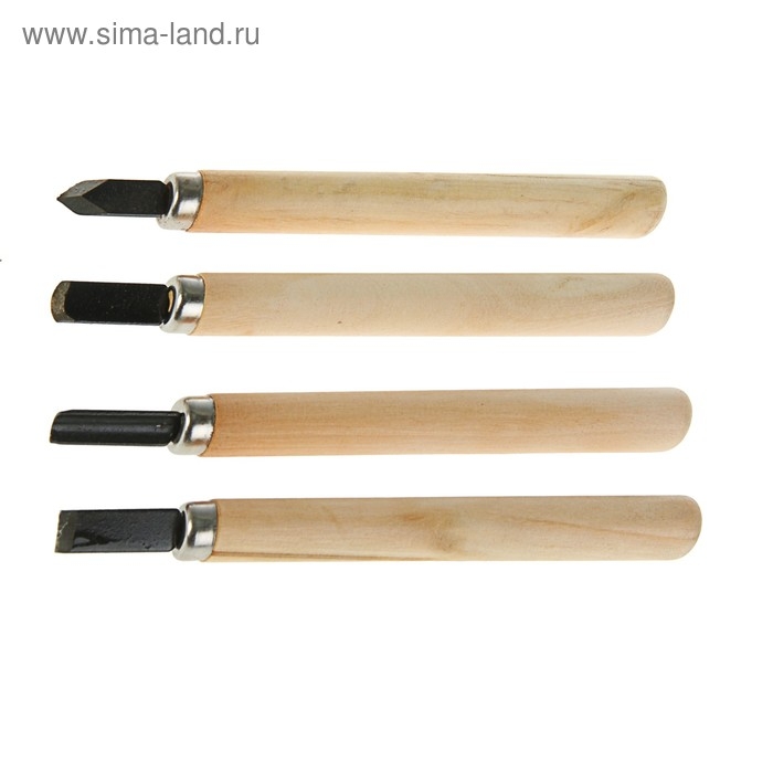 Набор резцов по дереву ЛОМ, деревянная рукоятка, 4 шт. Набор резцов по дереву ЛОМ, деревянная рукоятка, 4 шт.