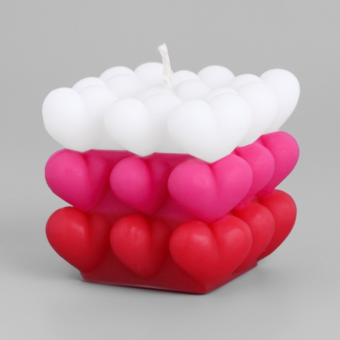 Свеча фигурная  Свеча фигурная "Бабл Сердце" 6 см, бело-розовая