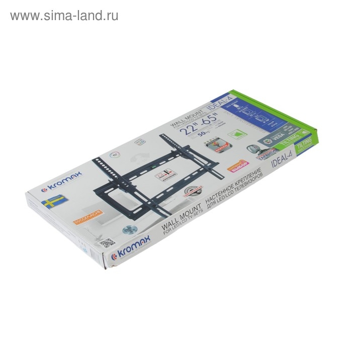 Кронштейн Kromax IDEAL-4, для ТВ, наклонный, 22-65 Кронштейн Kromax IDEAL-4, для ТВ, наклонный, 22-65", 23 мм от стены, черный