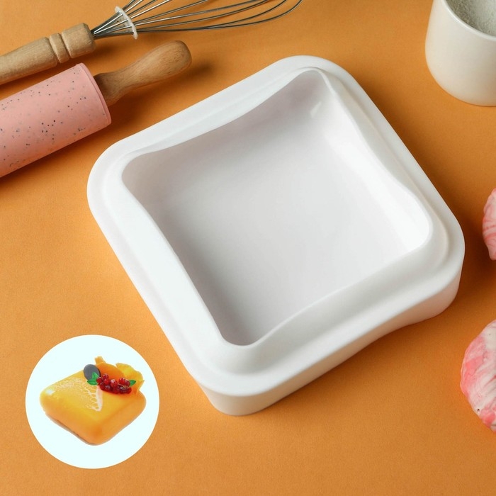 Форма для муссовых десертов и выпечки KONFINETTA «Квадро», силикон, 18,5×5 см, цвет белый Форма для муссовых десертов и выпечки KONFINETTA «Квадро», силикон, 18,5×5 см, цвет белый