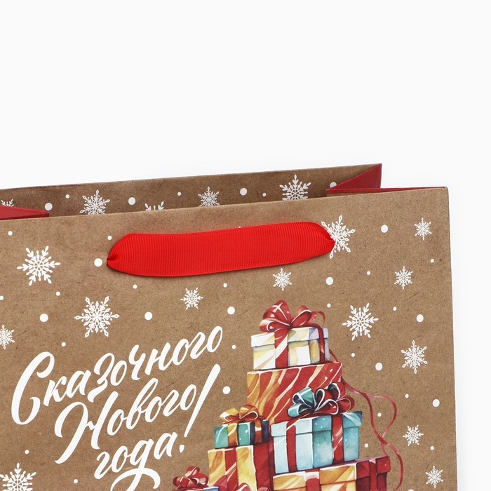 Новый год. Пакет подарочный новогодний крафтовый квадратный «Сказочные подарки», 22 х 22 х 11 см, Новый год Новый год. Пакет подарочный новогодний крафтовый квадратный «Сказочные подарки», 22 х 22 х 11 см, Новый год