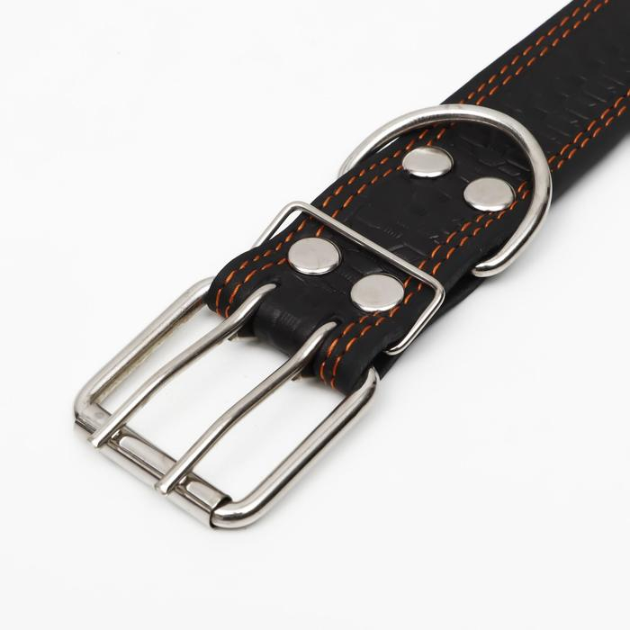 Ошейник кожаный с тиснением на синтепоне, 85 х 4.5 см, ОШ 50-70 см, чёрный Ошейник кожаный с тиснением на синтепоне, 85 х 4.5 см, ОШ 50-70 см, чёрный