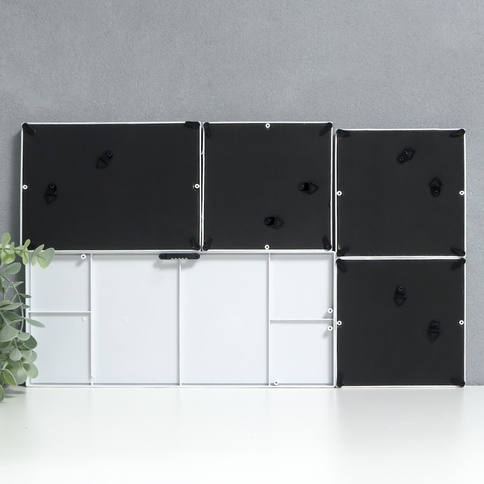 Фоторамка на 4 фото 10х10, 10х15 см+зеркало  Фоторамка на 4 фото 10х10, 10х15 см+зеркало "Наслаждайся мелочами" белая н-р 5 шт 26х44 см