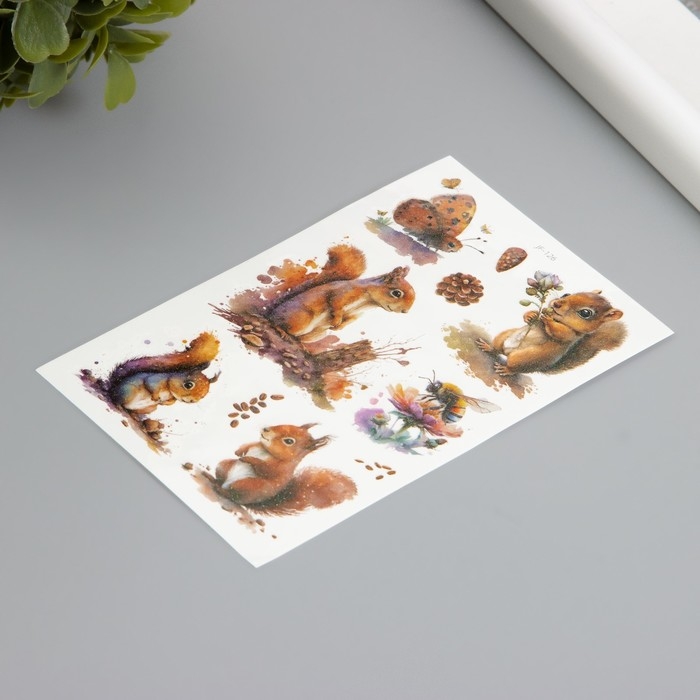 Татуировка на тело фосфорные с блёстками Татуировка на тело фосфорные с блёстками "Бельчонок" 7,5х12 см