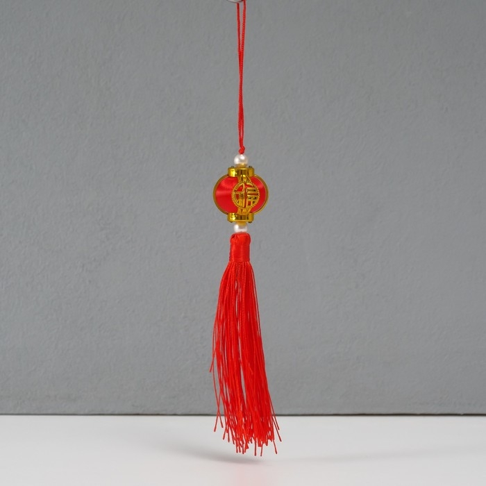 Подвеска текстиль, пластик Подвеска текстиль, пластик "Китайский фонарик с иероглифом" 2,8х2,8х17 см