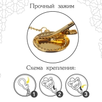 Соска - пустышка силиконовая ортодонтическая «PRINCESS», от 6 мес., с колпачком + держатель - цепочка, цвет белый/золото, стразы