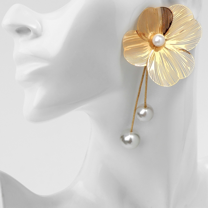 Серьги с жемчугом «Бусина» каталея, цвет золото Серьги с жемчугом «Бусина» каталея, цвет золото