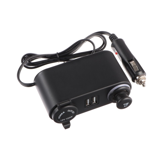 Разветвитель прикуривателя, провод 90 см, USB 2.1 А Разветвитель прикуривателя, провод 90 см, USB 2.1 А