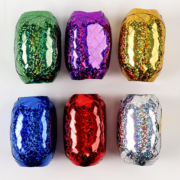 Набор декоративных лент с блёстками, длина 10 м, цвет МИКС, набор 6 шт. Набор декоративных лент с блёстками, длина 10 м, цвет МИКС, набор 6 шт.