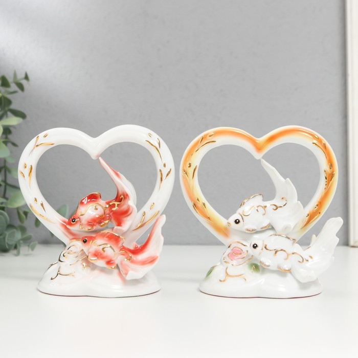 Сувенир керамика Сувенир керамика "Золотые рыбки в сердце" МИКС 12х7,5х12 см