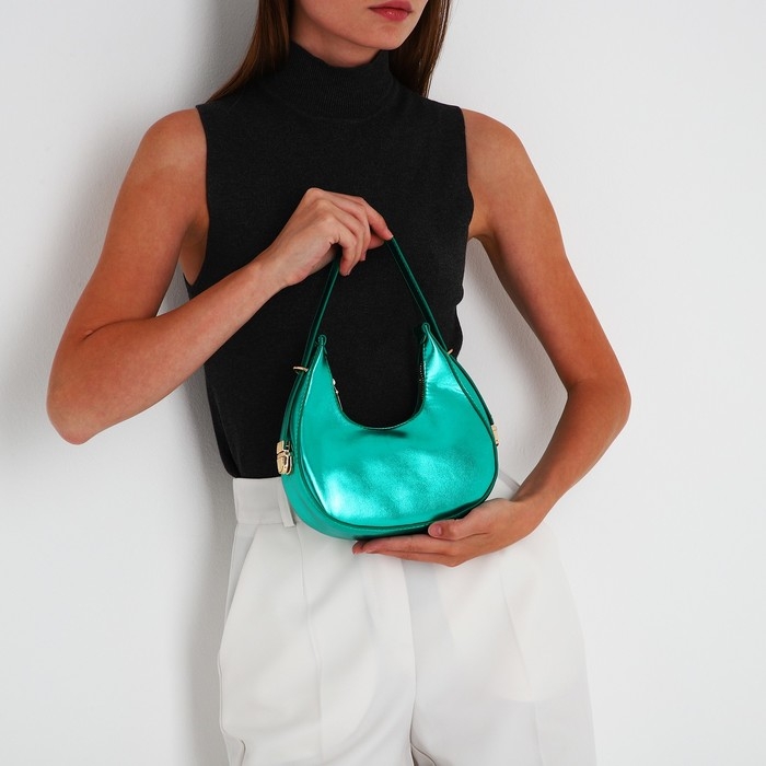 Сумка-багет на молнии, цвет зелёный Сумка-багет на молнии, цвет зелёный