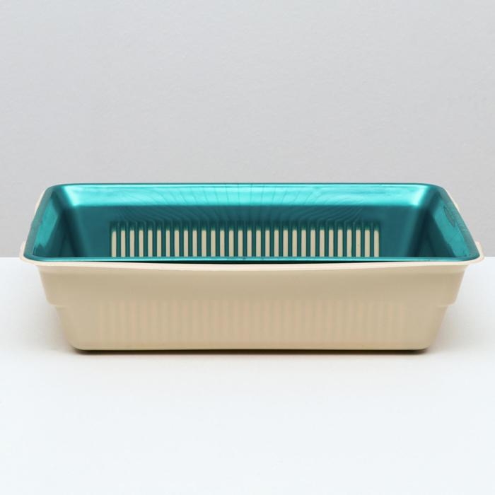 Туалет глубокий с сеткой 36 х 25 х 9 см, бирюзовый/бежевый Туалет глубокий с сеткой 36 х 25 х 9 см, бирюзовый/бежевый