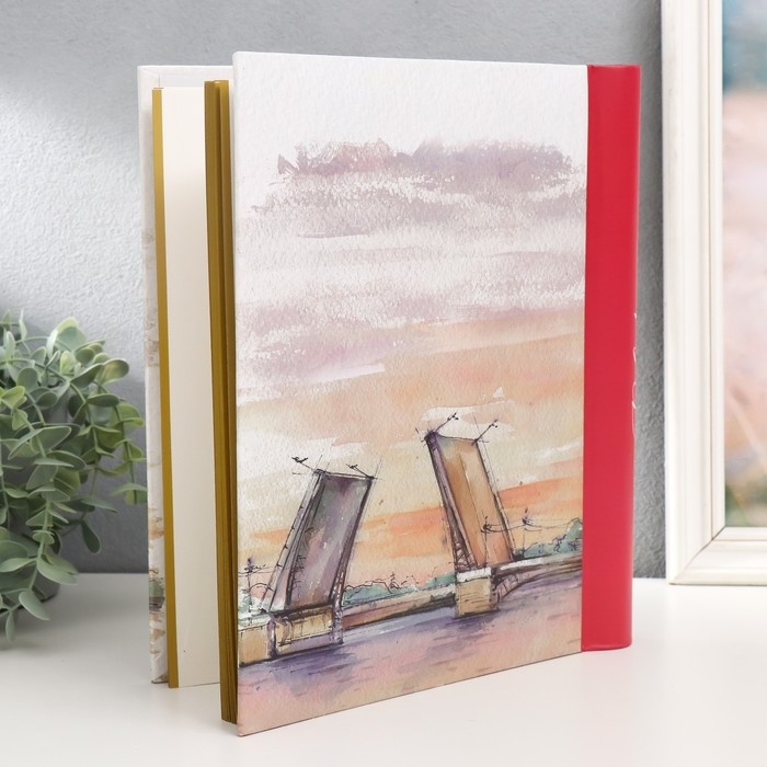 Фотоальбом на 20 магнитных листов 23х28 см, внутр. спираль Фотоальбом на 20 магнитных листов 23х28 см, внутр. спираль "SPb" Санкт-Петербург. Алые пару