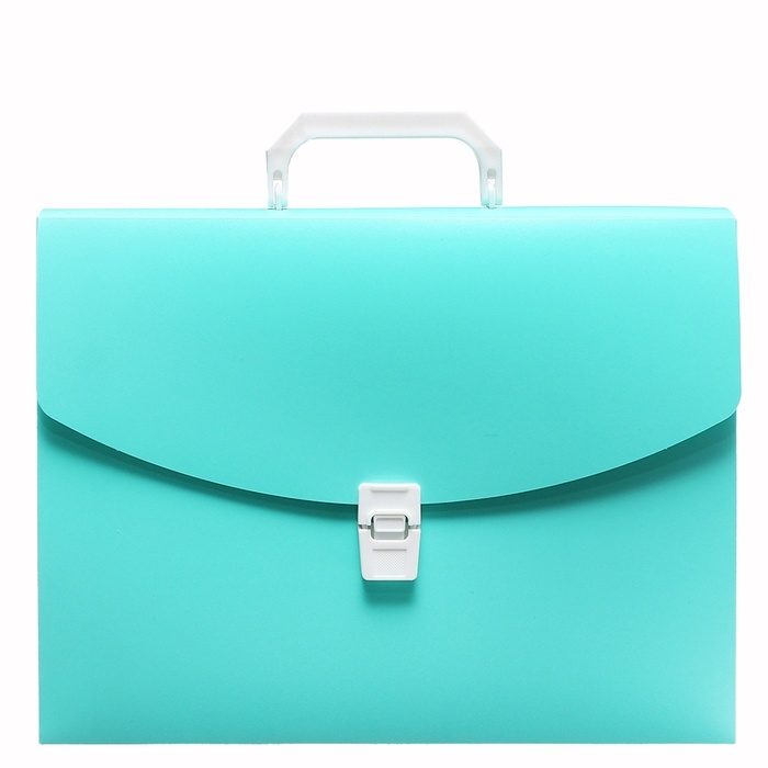 Папка-портфель А4 на замке, Calligrata "Акварель", 1 отделение, пластиковая, 700 мкм, мятная