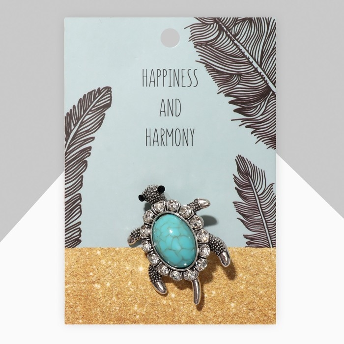 Брошь «Черепашка» панцирь под бирюзу, цвет голубой в чернёном серебре Брошь «Черепашка» панцирь под бирюзу, цвет голубой в чернёном серебре