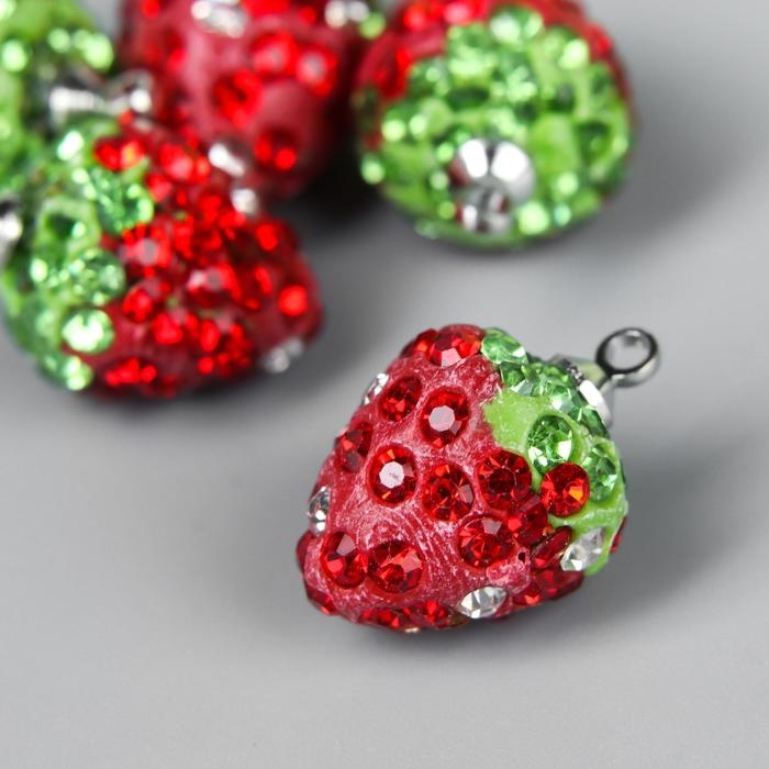 Декор для творчества пластик Декор для творчества пластик "Клубничка с петелькой" набор 5 шт 1х1,4 см