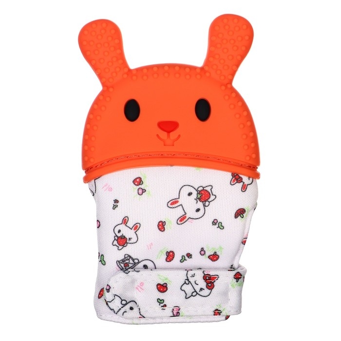 Прорезыватель-рукавичка «Зайка», цвет красный/желтый, Крошка Я Прорезыватель-рукавичка «Зайка», цвет красный/желтый, Крошка Я