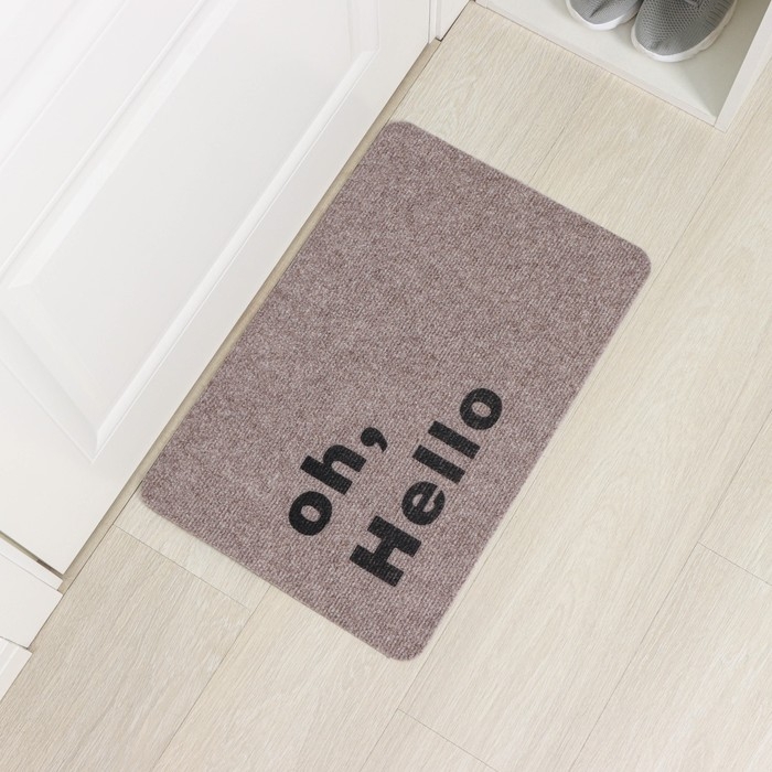 Коврик влаговпитывающий придверный без окантовки Доляна Oh, Hello, 40&times;60 см, цвет бежевый
