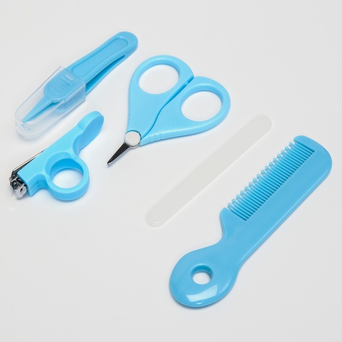Набор по уходу за ребенком, 5 предметов (расческа, пинцет, ножницы, книпсер, пилка), цвет голубой Набор по уходу за ребенком, 5 предметов (расческа, пинцет, ножницы, книпсер, пилка), цвет голубой