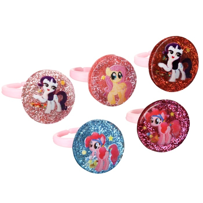Набор колец на голографической подложке Набор колец на голографической подложке "Пони" 5 шт, My Little Pony МИКС